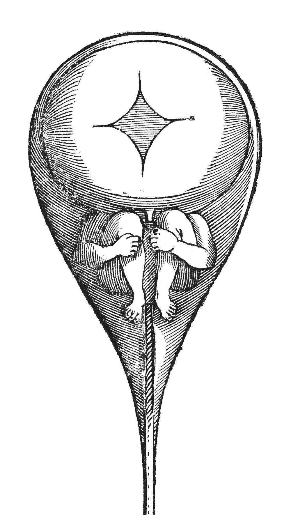 Historical 1694 illustration by Nicolaas Hartsoeker showing a tiny curled human figure imagined inside the head of a sperm cell.